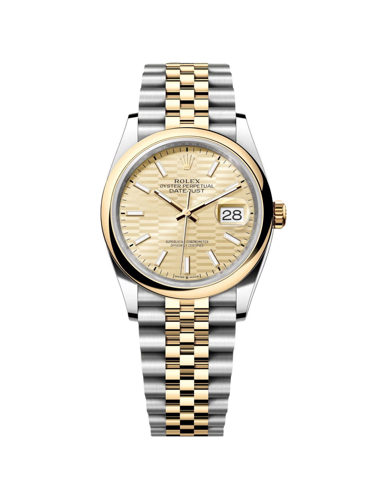 RLX Datejust 126203 Golden Fluted Dial 36mm Domed Bezel - LITELUX