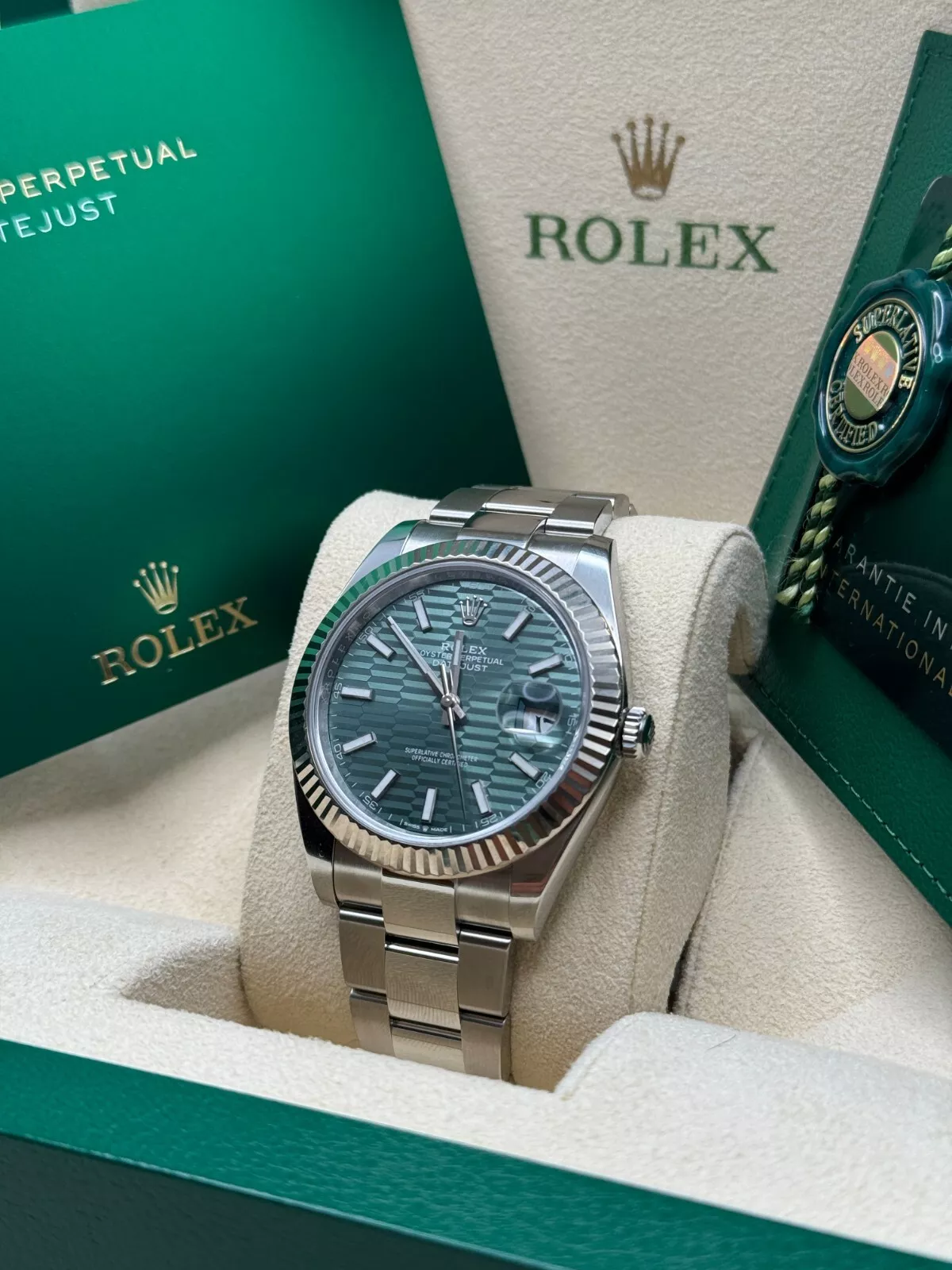 RLX Datejust 41mm 126334 Mint Green Fluted Motif Dial Oyster Bracelet - LITELUX