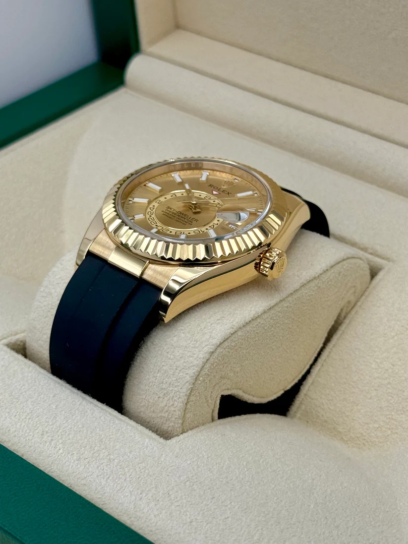 RLX Sky-Dweller 42mm 336238-0001 Yellow Gold Champagne Dial Oysterflex - LITELUX