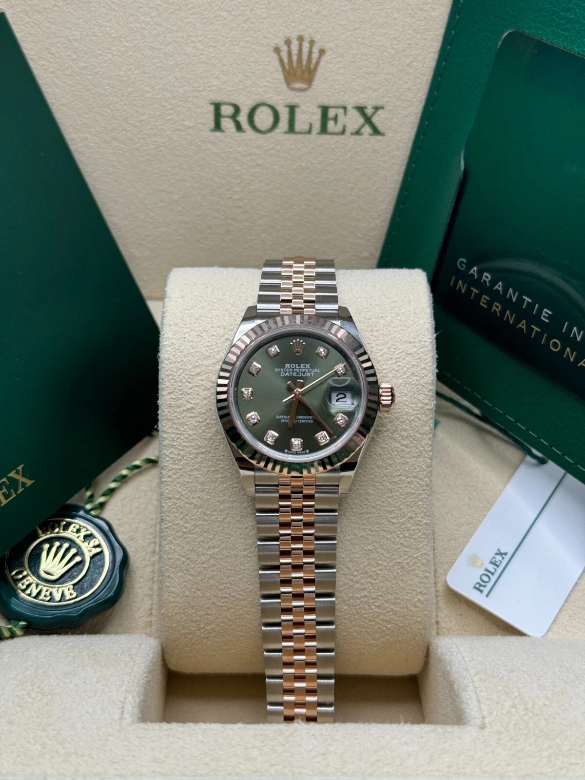 RLX Lady-Datejust 28mm 279171 Green Diamond Oyster Stainless Steel and Rose Gold - LITELUX