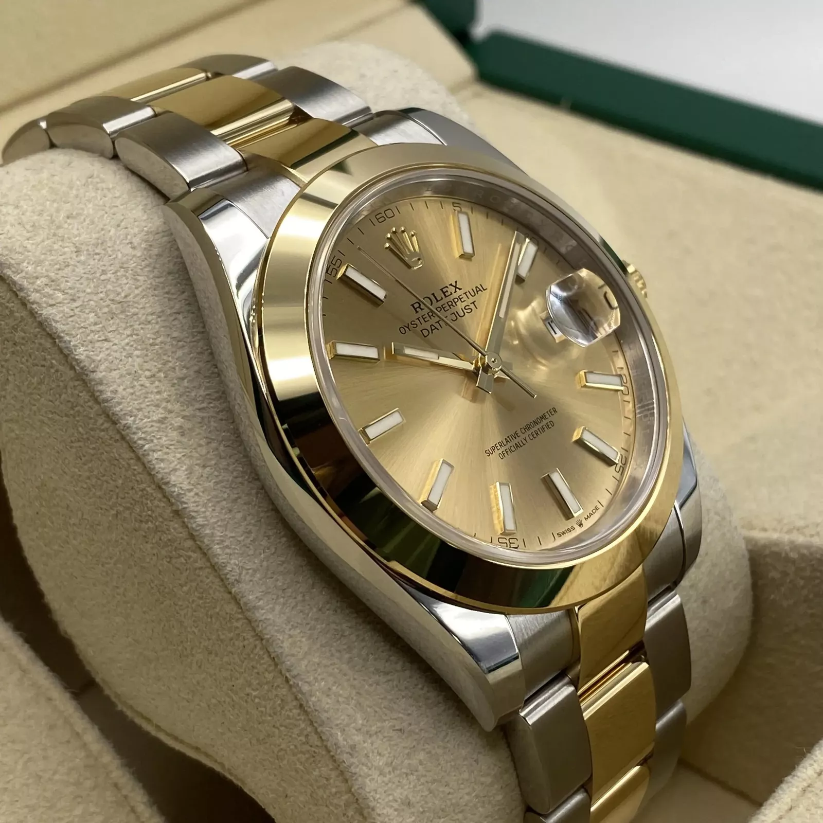 RLX Datejust 41mm 126303 Champagne Index Oyster Steel and Yellow Gold Mens Watch - LITELUX