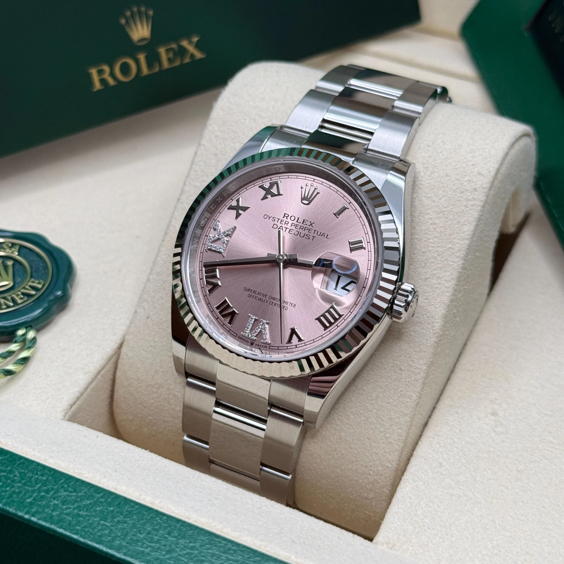 RLX Datejust 36mm 126234 Pink Roman Dial Oyster Stainless Steel - LITELUX