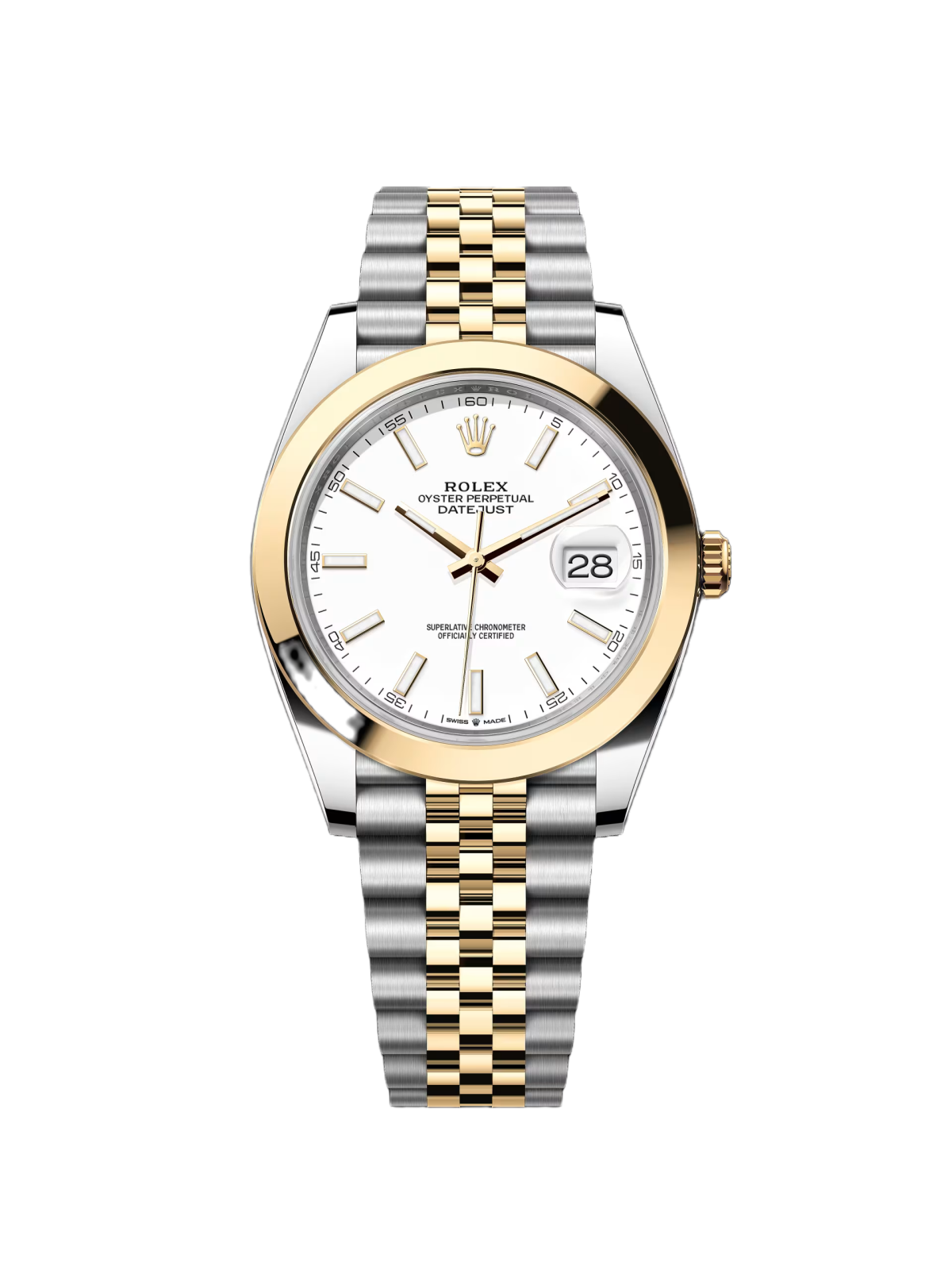 RLX Datejust 41mm 126303 White Index Oyster Steel and Yellow Gold Mens Watch - LITELUX