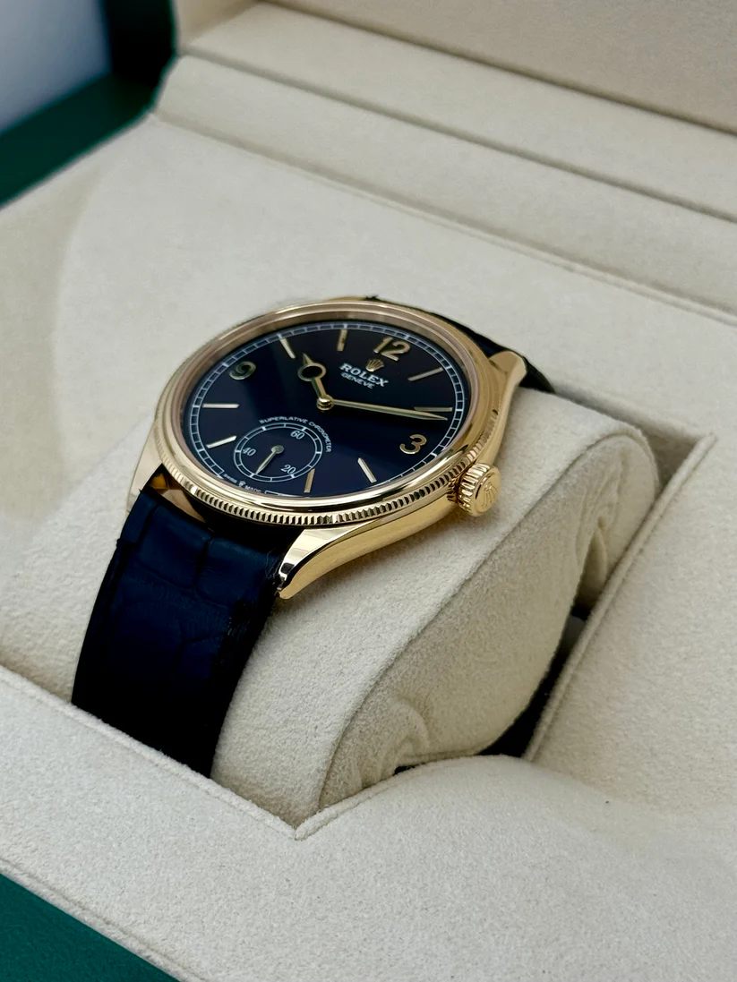 Rolex 1908 Yellow Gold Black Dial Black Alligator Strap - 52508-0002 - LITELUX