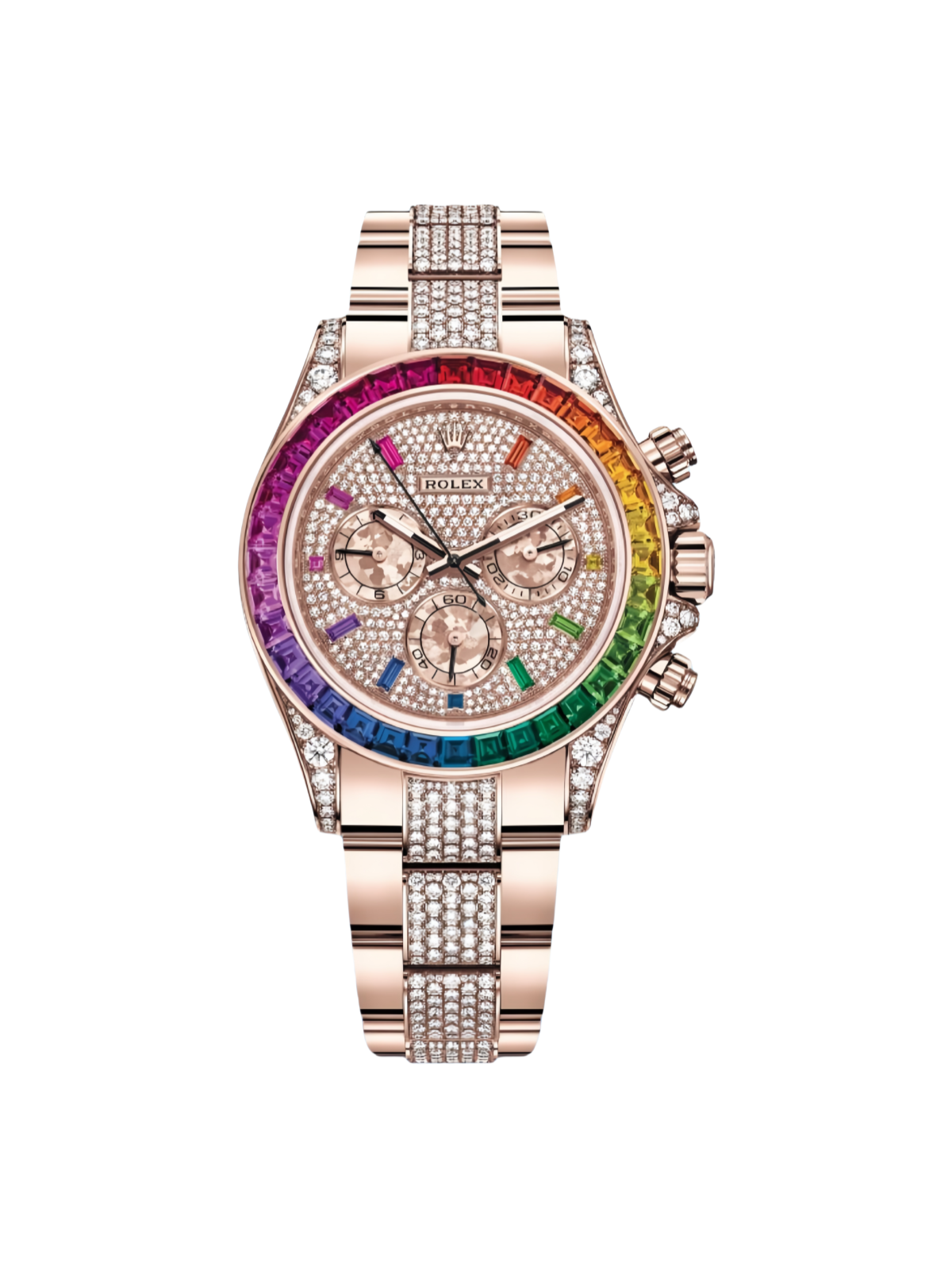12A(Swiss movement)Rolex Cosmograph Everose Daytona Factory Diamond Rainbow Edition 40mm 116595RBOW - LITELUX