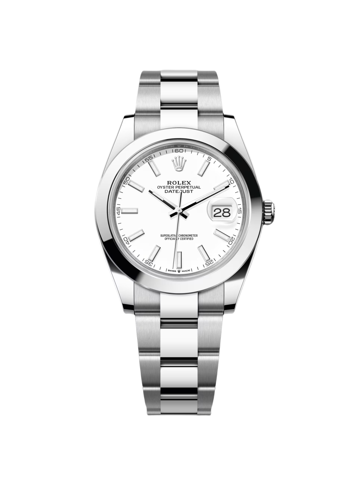 RLX Datejust 41mm 126300 White Index Oyster Stainless Steel Watch - LITELUX