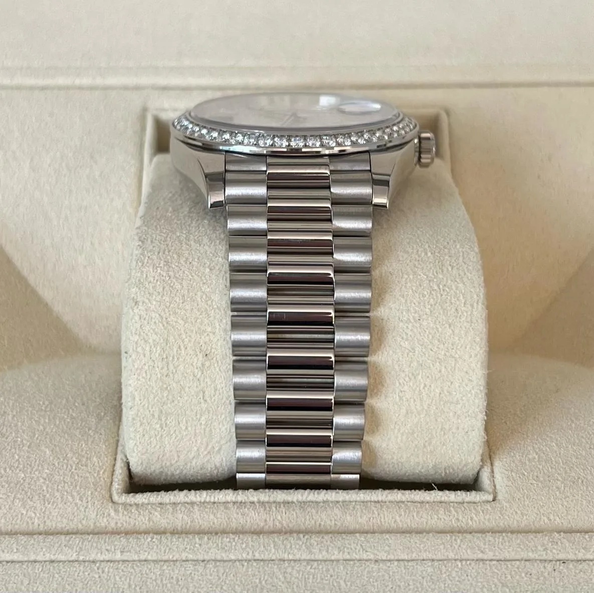 RLX 228349RBR-0036 Day-Date 40mm 18k White Gold Paved With Diamonds Watch - LITELUX