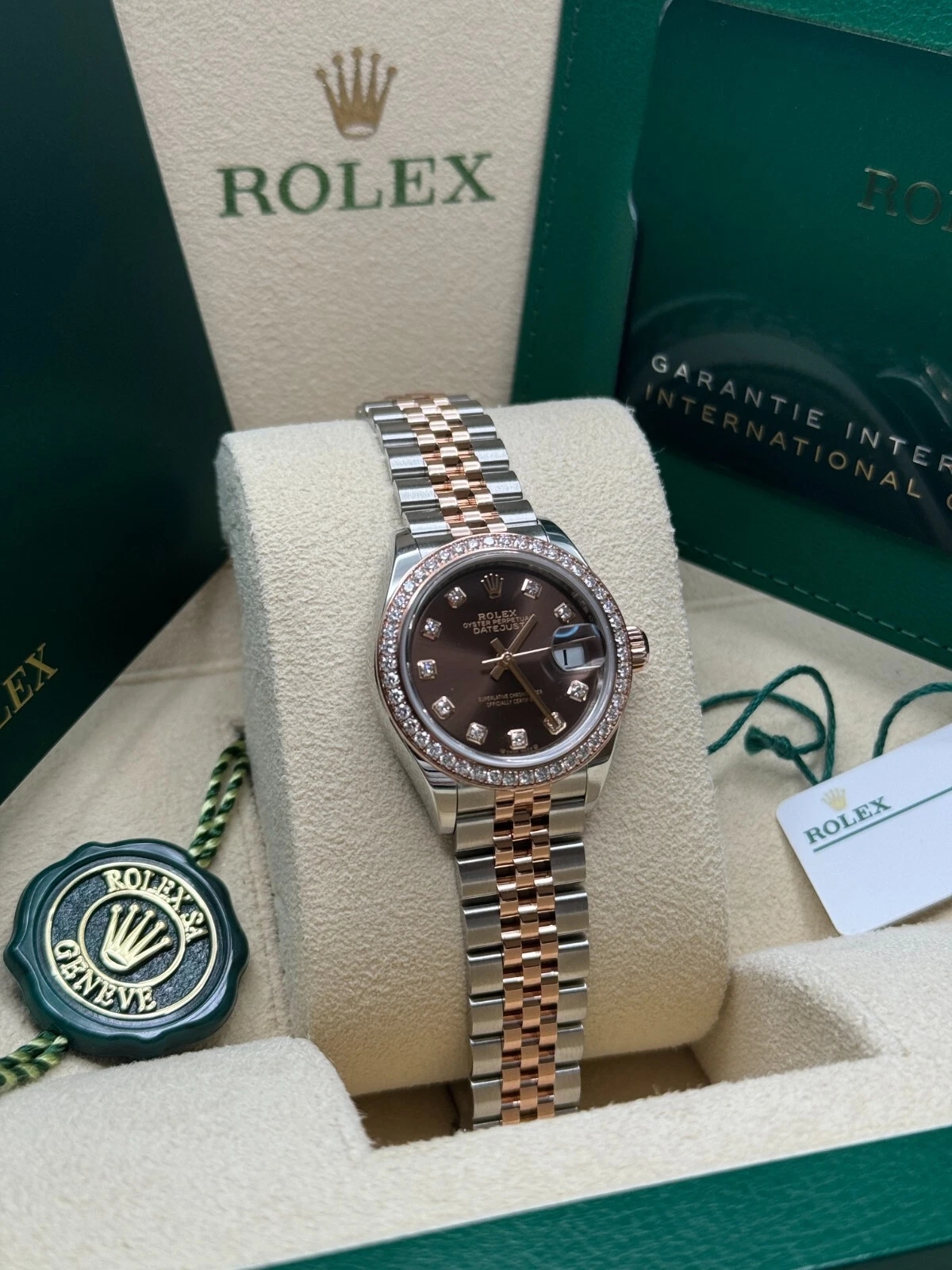 RLX Lady-Datejust 28mm 279381RBR Chocolate Diamond Dial Oyster Bracelet - LITELUX