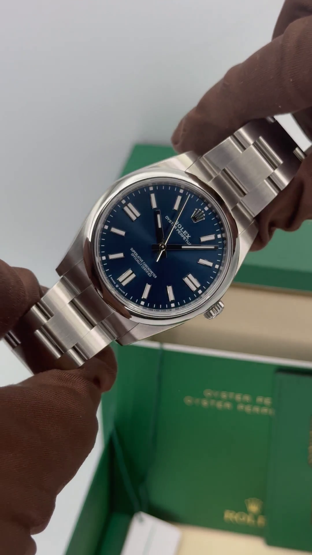 RLX Oyster Perpetual 41mm 124300-0003 Oyster Perpetual Stainless Steel Blue Index Dial Watch - LITELUX