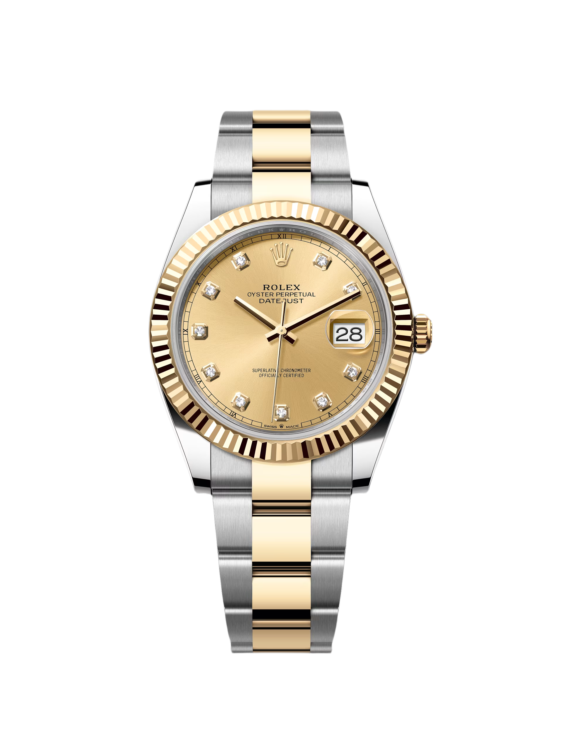 RLX Datejust 41mm Two-Tone Yellow Gold Fluted Bezel Champagne Diamond Dial Oyster - 126333 - LITELUX