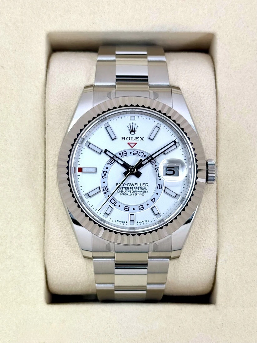 RLX Sky-Dweller 42mm 336934-0003 Stainless Steel White Dial Oyster - LITELUX