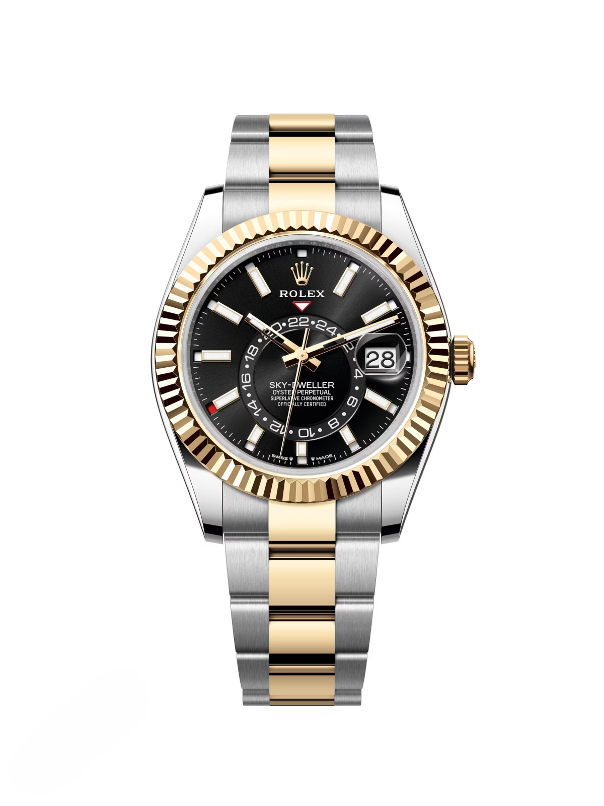 RLX Sky-Dweller 42mm 336933-0003 Two-Tone Yellow Gold Black Dial Jubilee - LITELUX