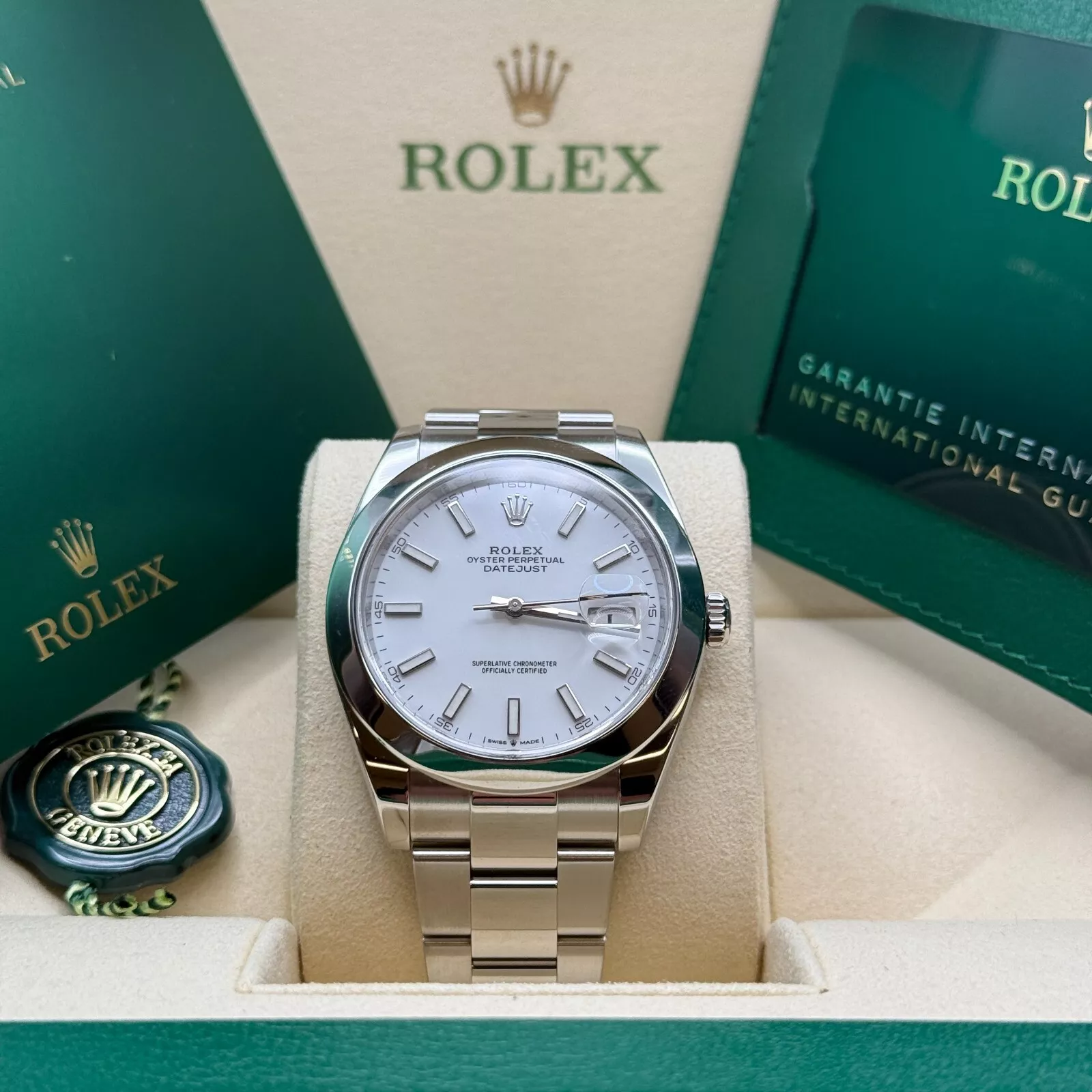 RLX Datejust 41mm 126300 White Index Oyster Stainless Steel Watch - LITELUX