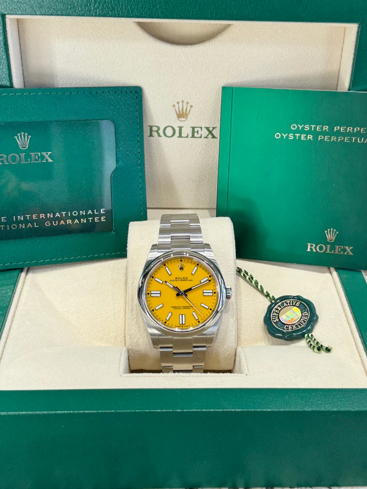 RLX Oyster Perpetual 36mm 126000-0004 Yellow Dial Stainless Steel Oyster Bracelet - LITELUX