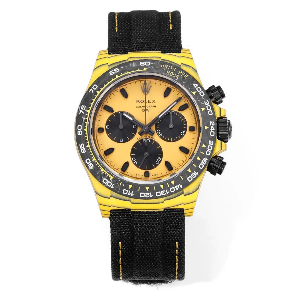 12A(Swiss movement)Rolex Cosmograph Daytona DIW Carbon Yellow “BUMBLEBEE” 40mm Replica 1:1 – Top Quality Version - LITELUX