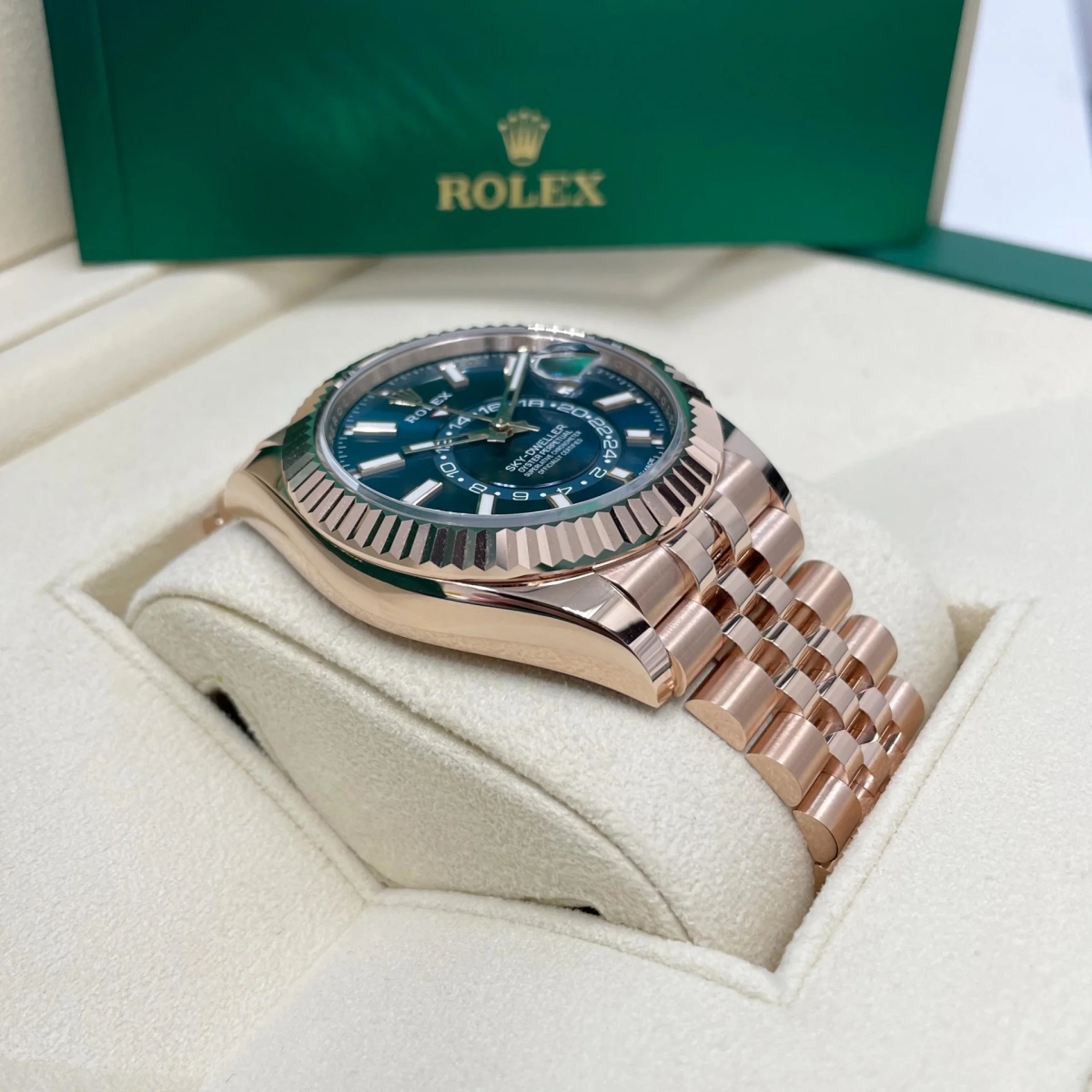 RLX Sky-Dweller 42mm 336935-0005 Rose Gold Blue Dial Oyster - LITELUX