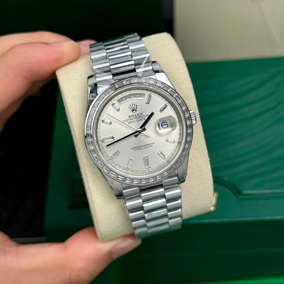 RLX Day-Date 40mm 228396TBR-0011 Silver Diamonds Dial - LITELUX