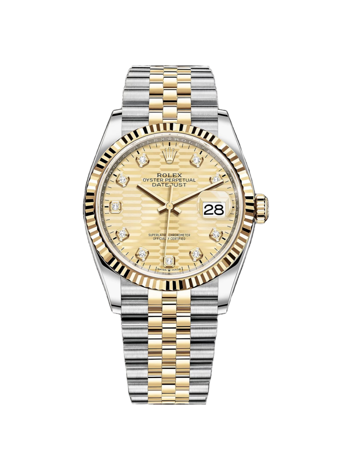 RLX Datejust 36mm 126233 Champagne Fluted Motif Diamond Dial Jubilee Bracelet - LITELUX