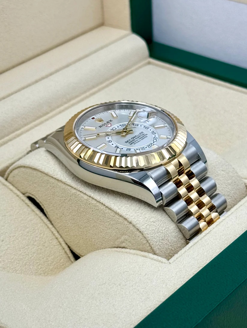 RLX Sky-Dweller 42mm 336933-0006 Two-Tone Yellow Gold White Dial Oyster - LITELUX