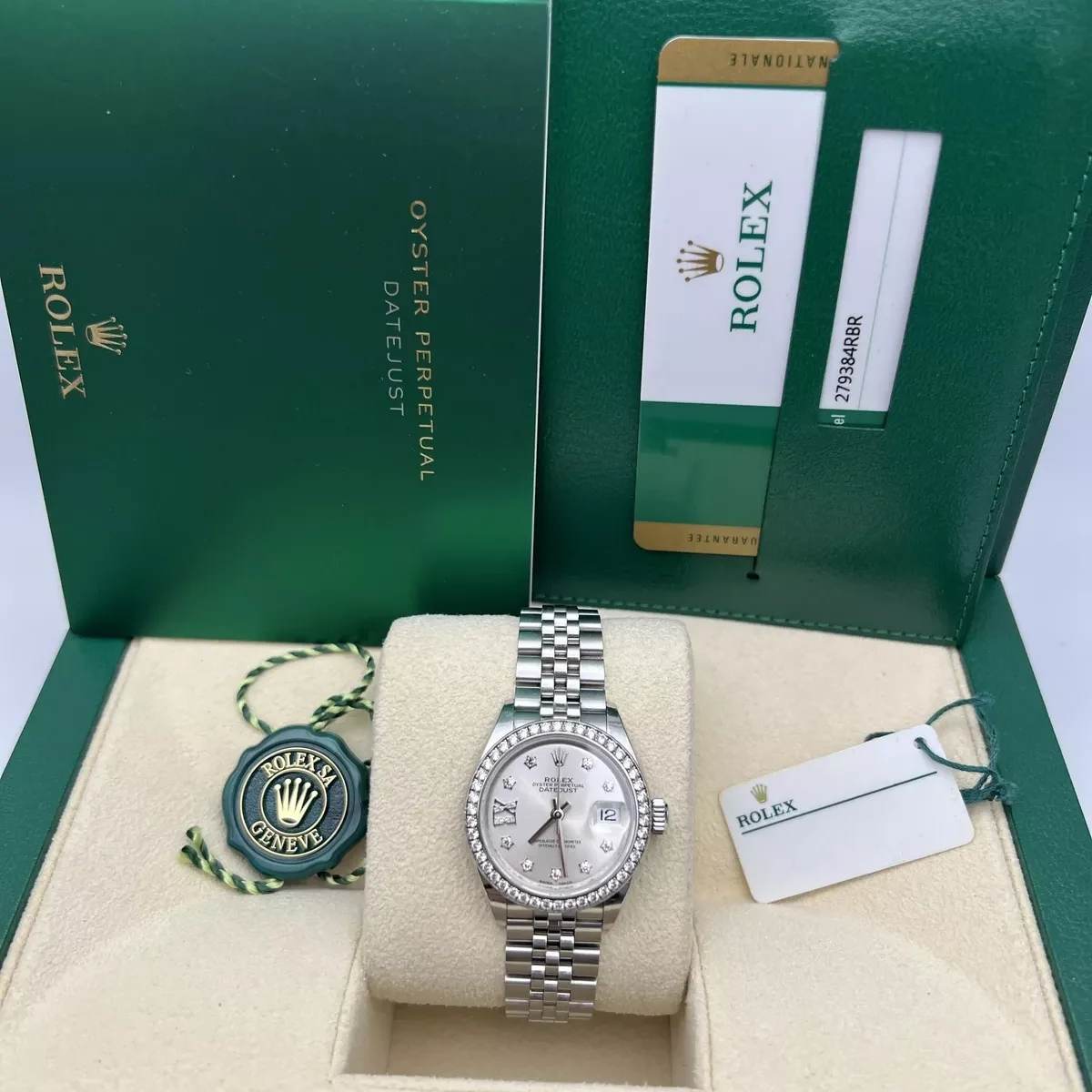 RLX Lady-Datejust 28mm 279384RBR Silver Diamond Dial & Diamond Bezel, Stainless Steel Jubilee Bracelet Women's Watch - LITELUX