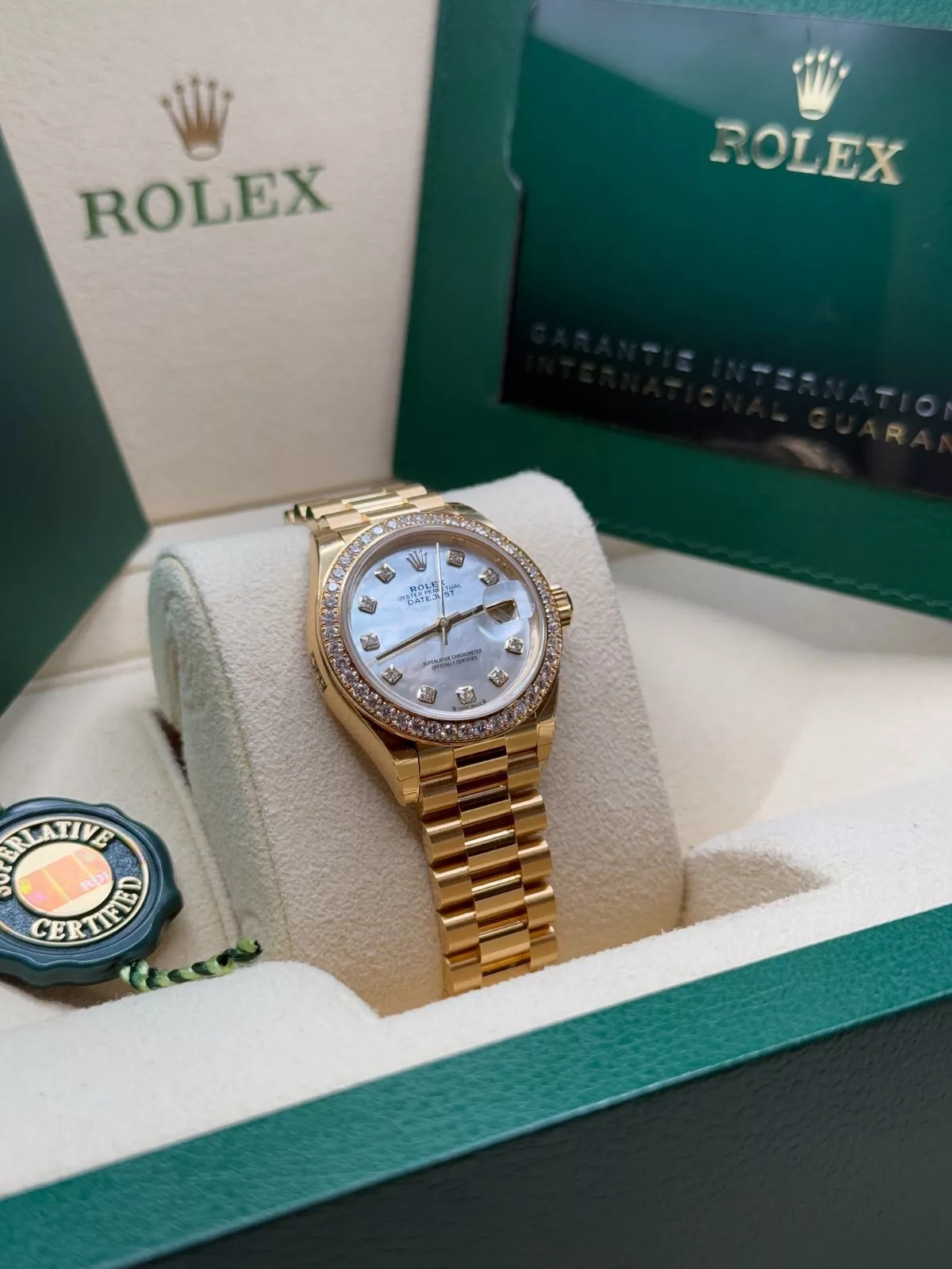 RLX Lady-Datejust 28mm 279138RBR White Mother-of-Pearl Dial President Bracelet Watch - LITELUX