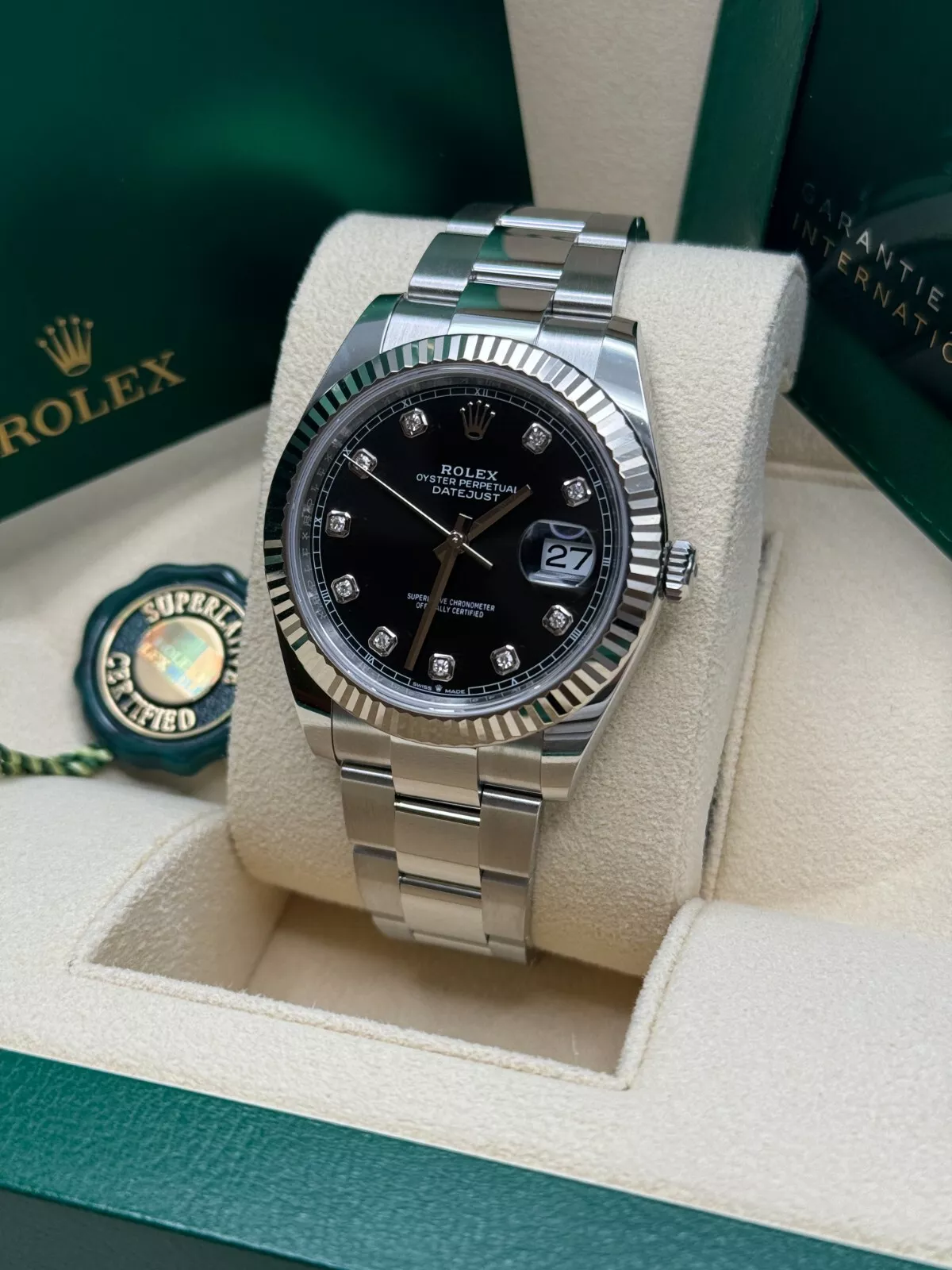 RLX Datejust 41mm 126334 Black Diamond Oyster Stainless Steel Mens Watch - LITELUX