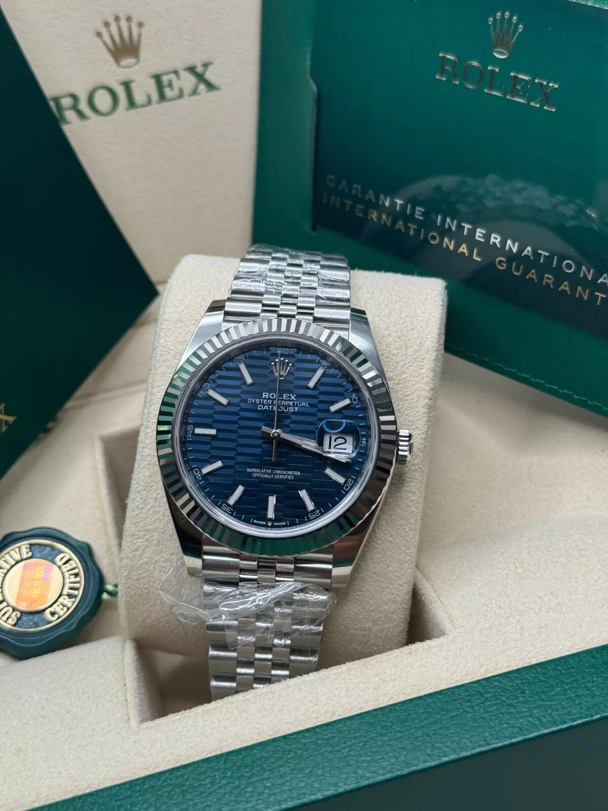 RLX Datejust 41mm Blue Fluted Motif Index Dial Jubilee Bracelet Watch - 126334 - LITELUX