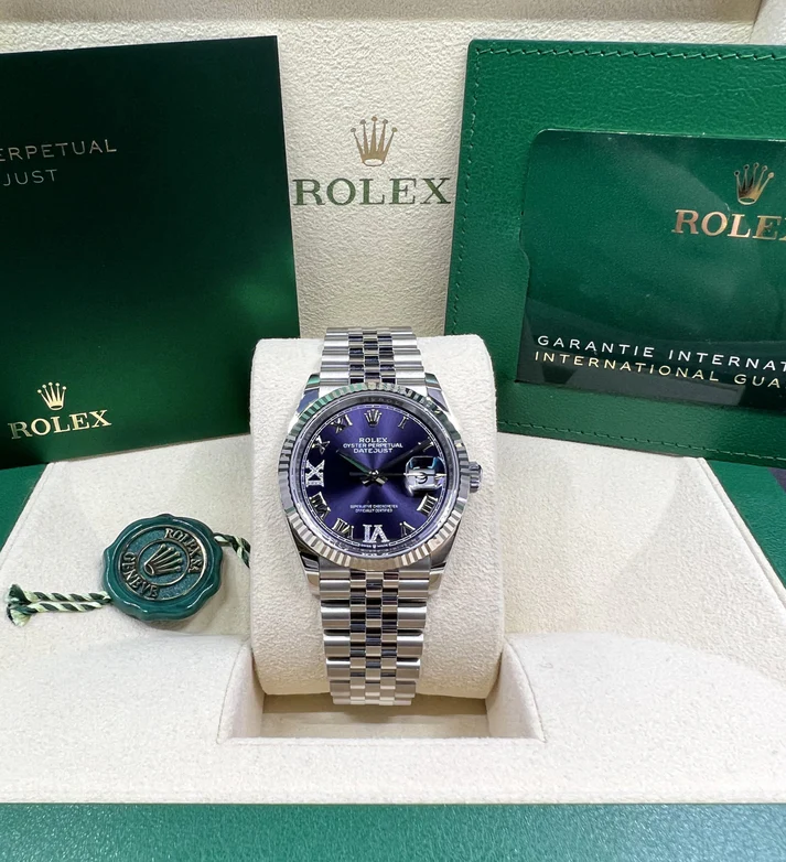 RLX Datejust 36mm 126234 Datejust Aubergine Purple Diamond Roman Oyster Stainless Steel - LITELUX