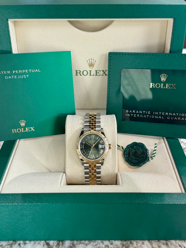 RLX Datejust m278273-0015/0016 31mm Olive Green Dial Stainless Steel and Yellow Gold Oyster Watch - LITELUX