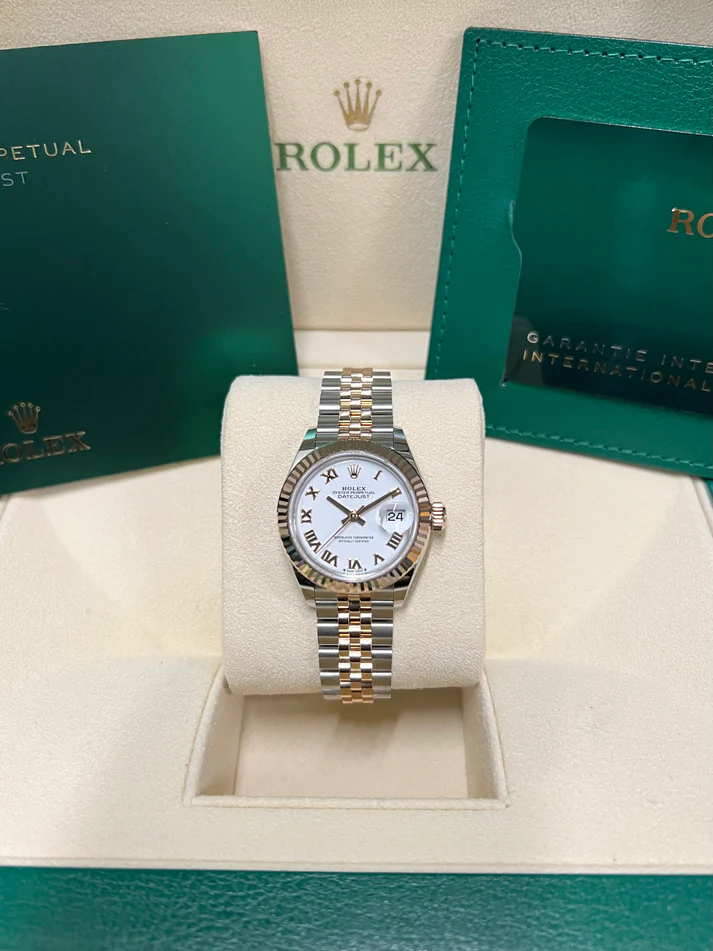 RLX Lady-Datejust 28mm 279171 White Roman Oyster Stainless Steel and Rose Gold - LITELUX