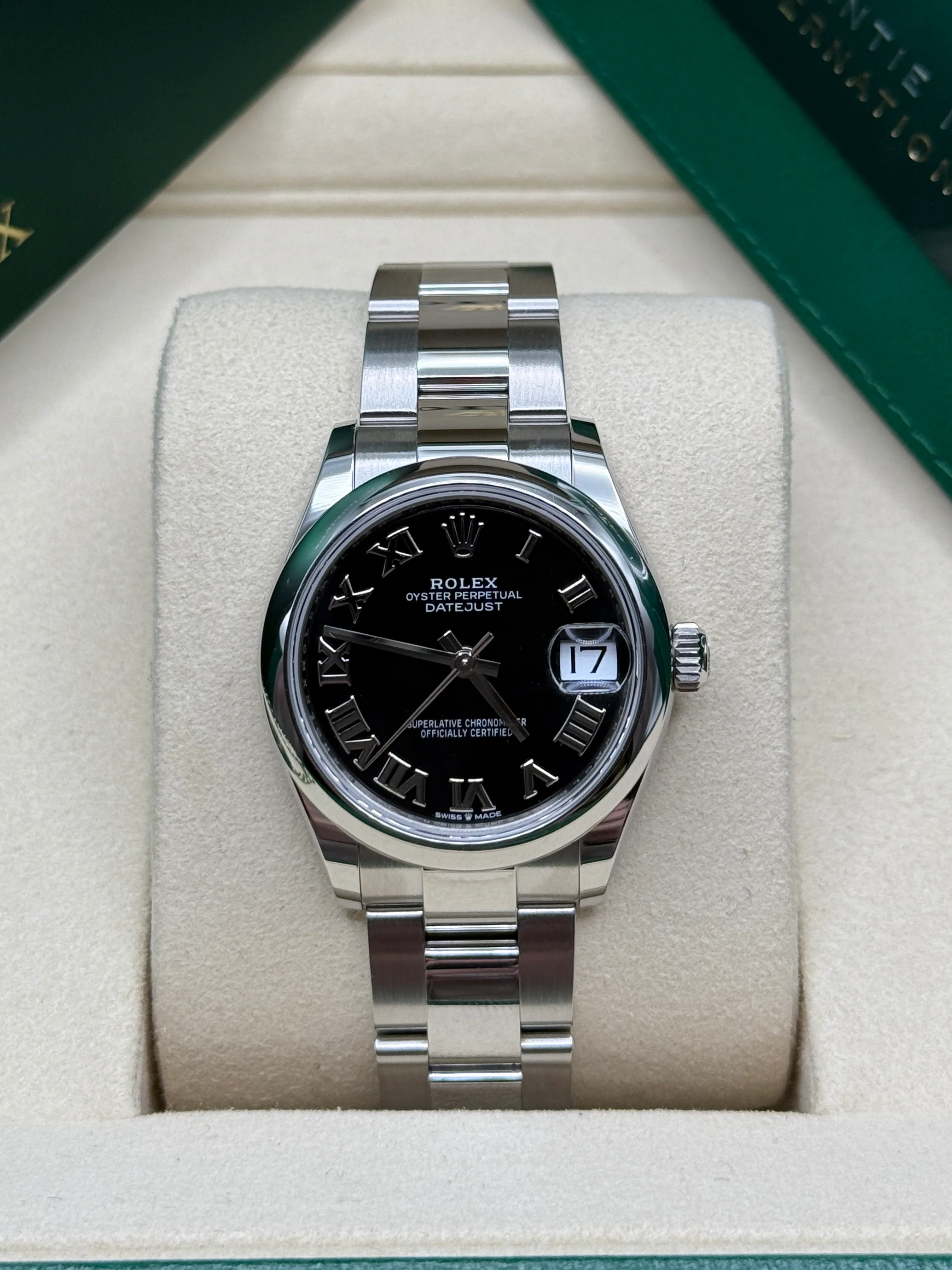 RLX Datejust m278240-0001/0002 31mm Black Roman Domed Bezel Oyster Oystersteel - LITELUX