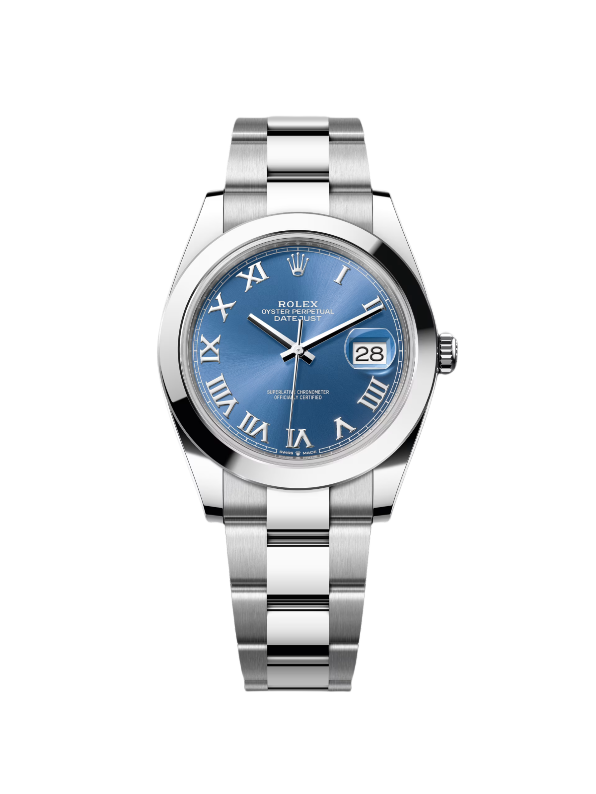 RLX Datejust 41mm 126300 Blue Roman Oyster Stainless Steel Watch - LITELUX
