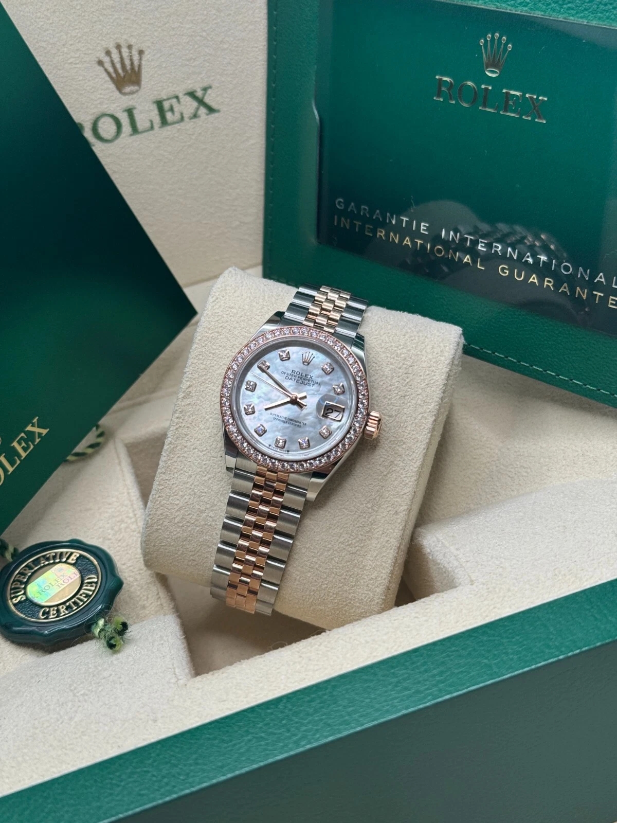 RLX Lady-Datejust 28mm 279381RBR Mother-of-Pearl Diamond Dial Oyster Bracelet - LITELUX