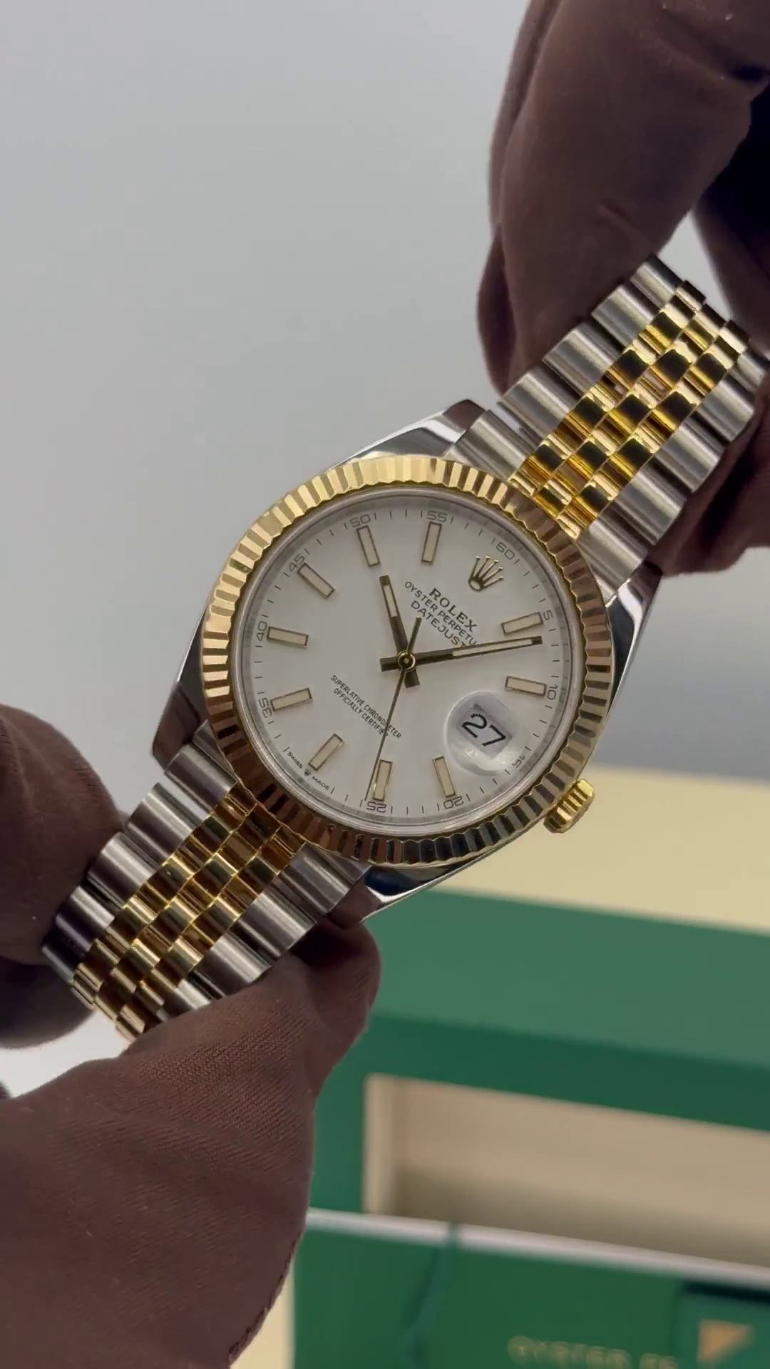 RLX Datejust 41mm 126333 White Index Oyster Steel and Yellow Gold Mens Watch - LITELUX