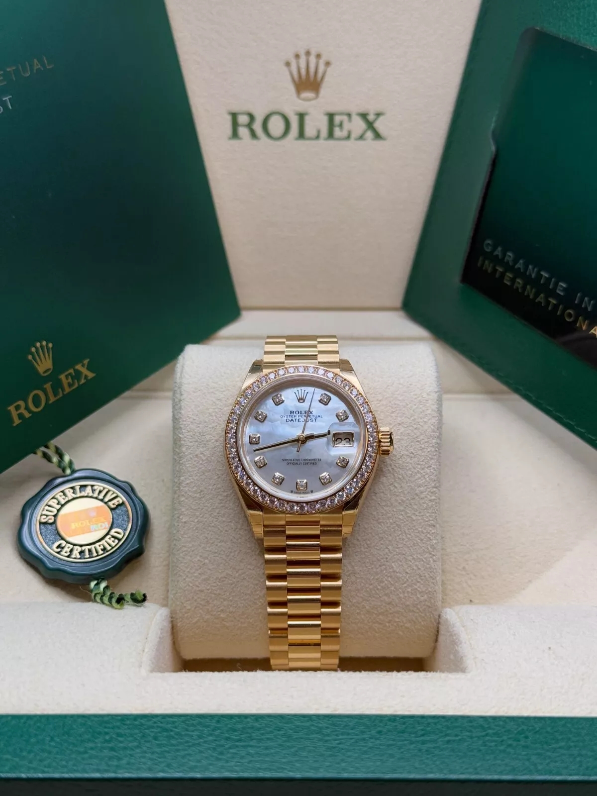 RLX Lady-Datejust 28mm 279138RBR White Mother-of-Pearl Dial President Bracelet Watch - LITELUX