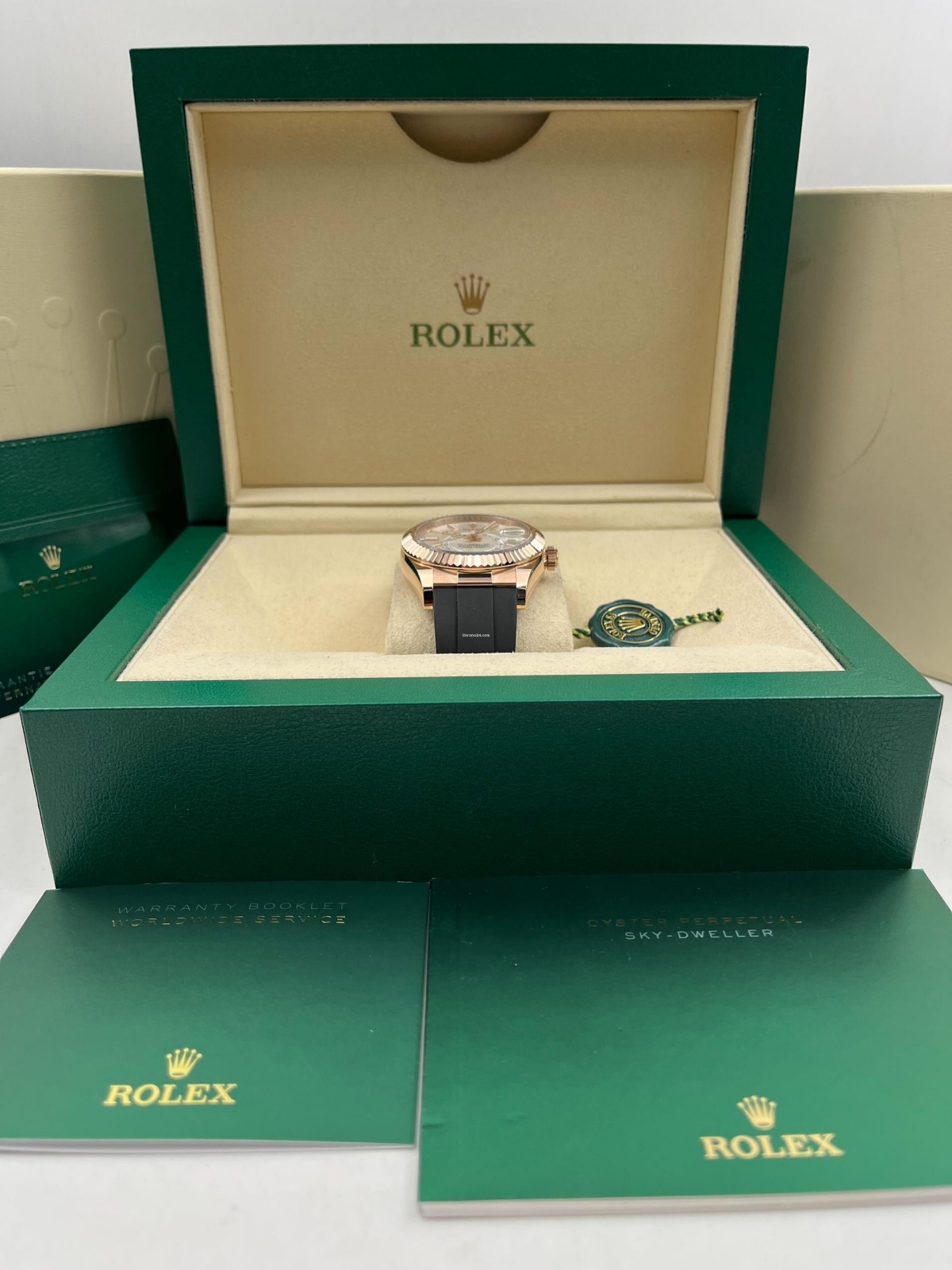 RLX Sky-Dweller 42mm Rose Gold White Dial Oysterflex - 336235 - LITELUX