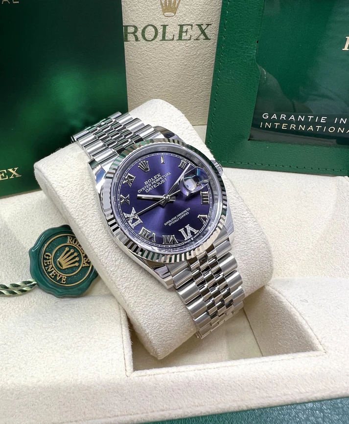 RLX Datejust 36mm 126234 Datejust Aubergine Purple Diamond Roman Oyster Stainless Steel - LITELUX