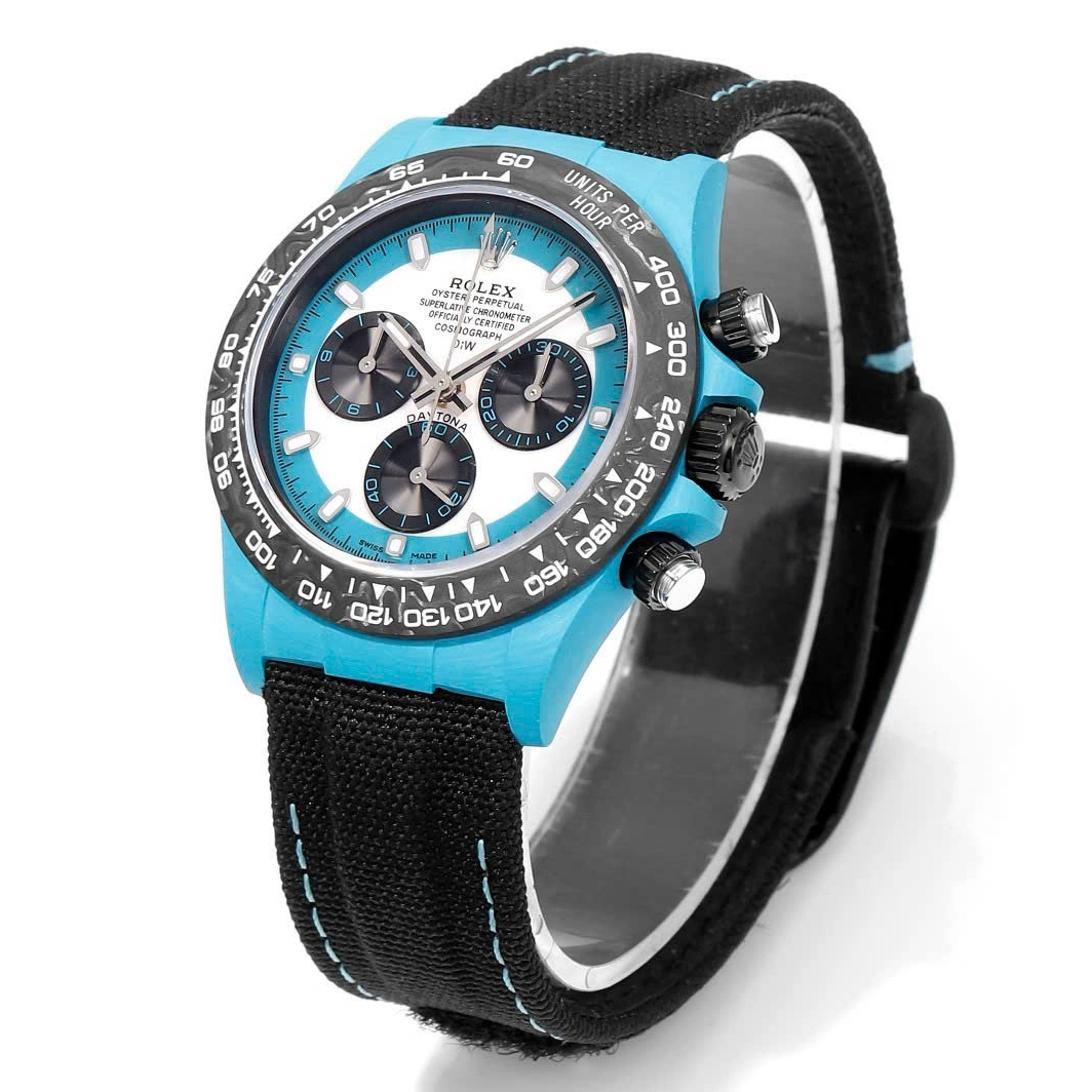 12A(Swiss movement)Rolex Cosmograph Daytona DIW Carbon Tifany “CELESTE INVERT” 40mm Replica 1:1 – Top Quality Version - LITELUX