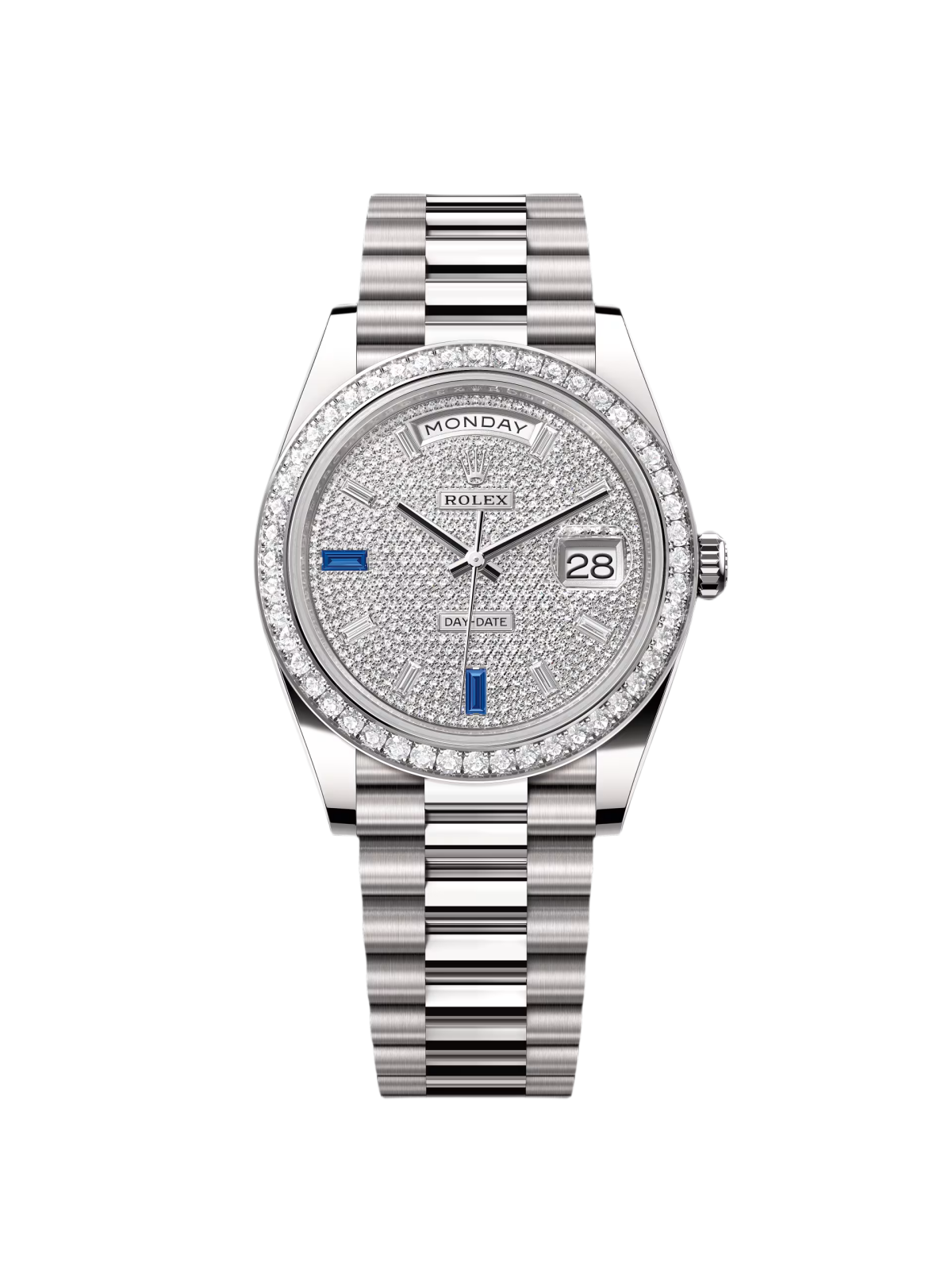 RLX 228349RBR-0036 Day-Date 40mm 18k White Gold Paved With Diamonds Watch - LITELUX