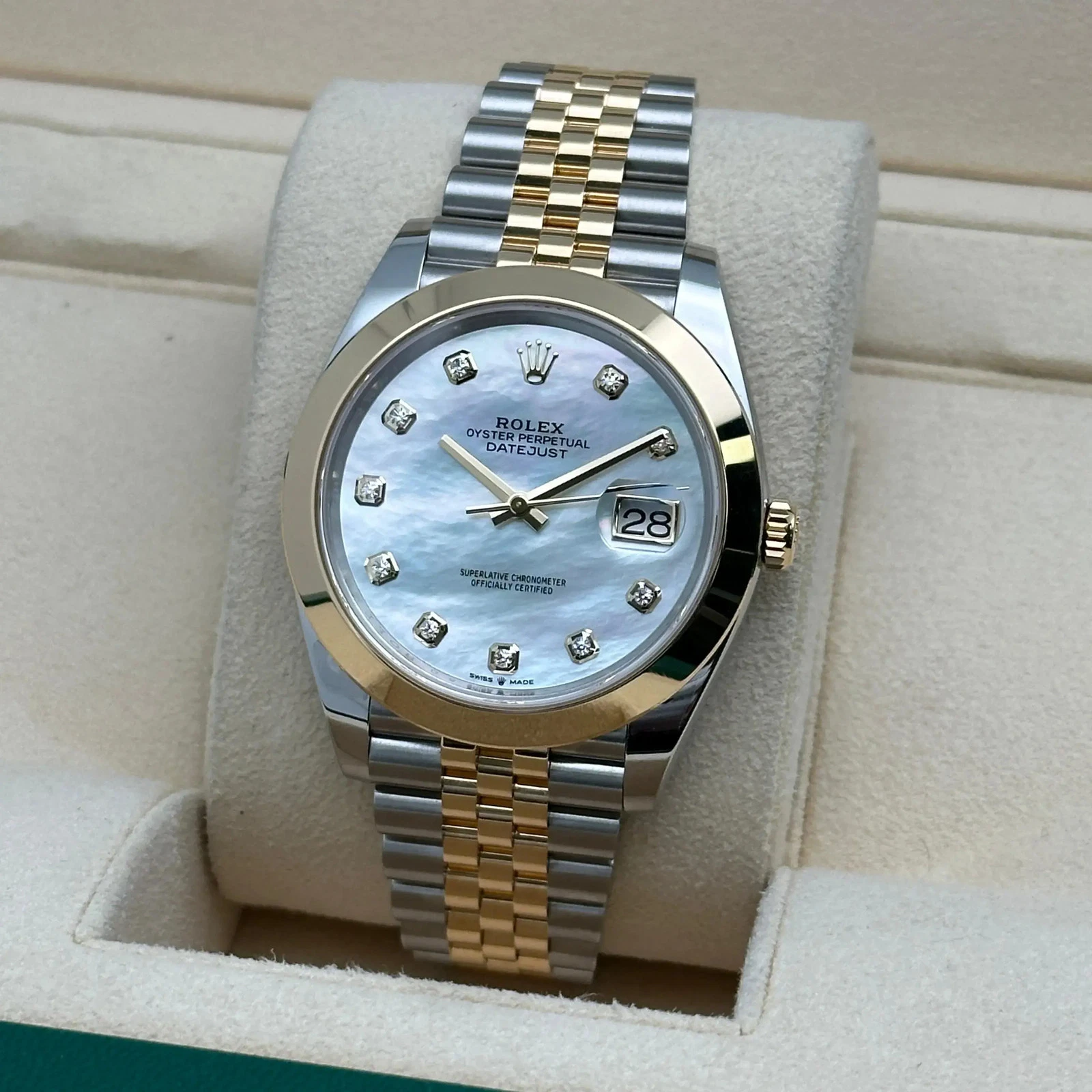 RLX Datejust 41mm 126303 White MOP Diamond Jubilee Steel and Yellow Gold - LITELUX