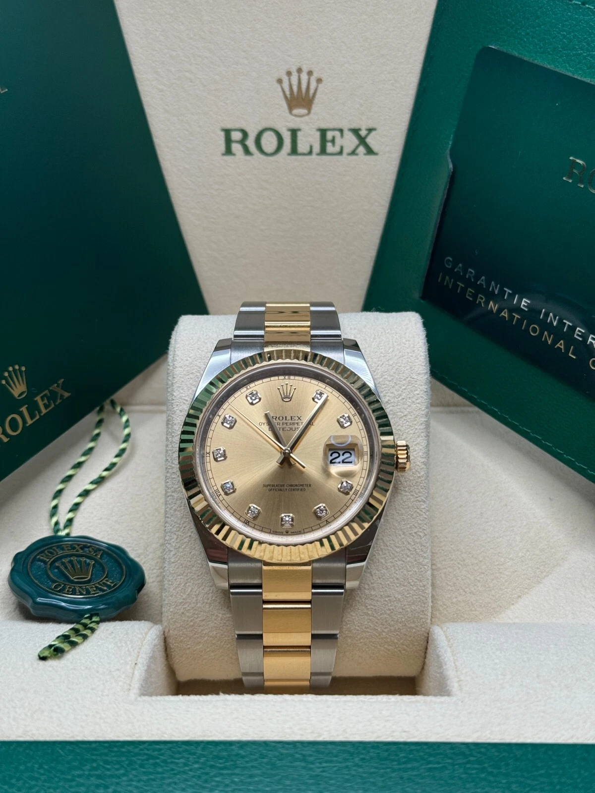 RLX Datejust 41mm Two-Tone Yellow Gold Fluted Bezel Champagne Diamond Dial Oyster - 126333 - LITELUX