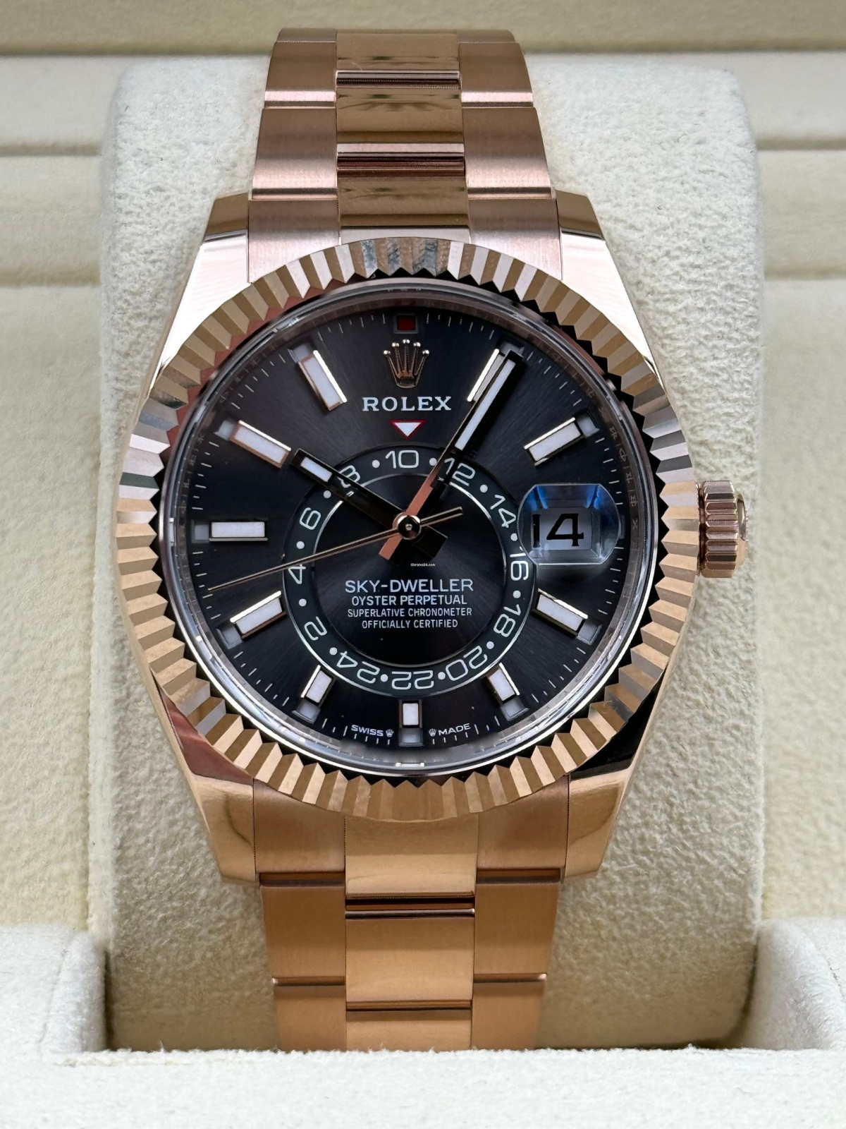 RLX Sky-Dweller 42mm 336935-0004 Rose Gold Rhodium Dial Oyster - LITELUX
