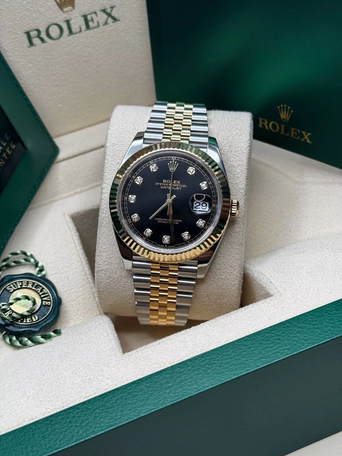 RLX Datejust 41mm 126333 Black Diamond Jubilee Steel and Yellow Gold Men’s Watch - LITELUX