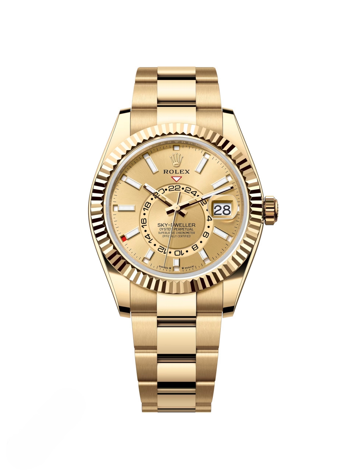 RLX Sky-Dweller 42mm 336938-0001 Yellow Gold Champagne Dial - LITELUX