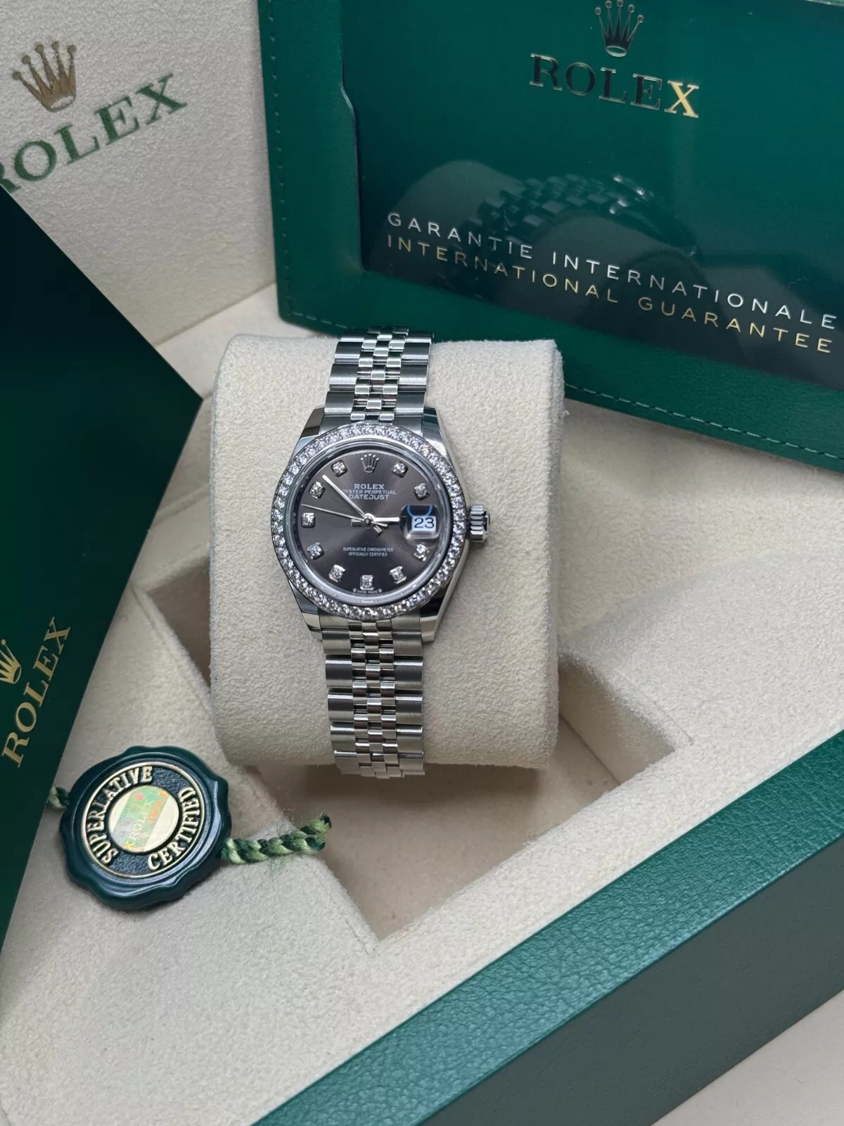 RLX Lady-Datejust 28mm 279384RBR Dark Gray set with Diamonds - LITELUX