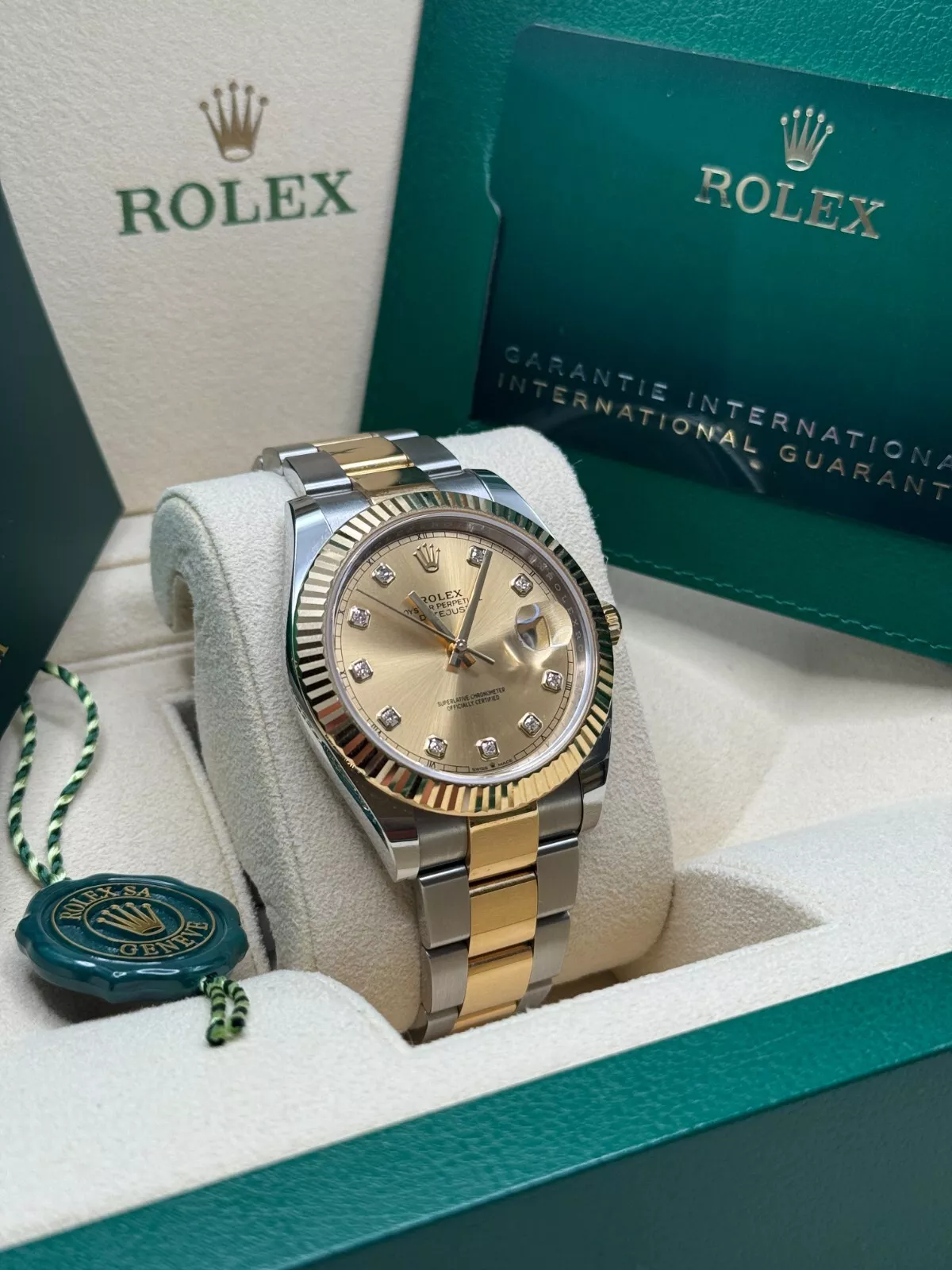 RLX Datejust 41mm Two-Tone Yellow Gold Fluted Bezel Champagne Diamond Dial Oyster - 126333 - LITELUX