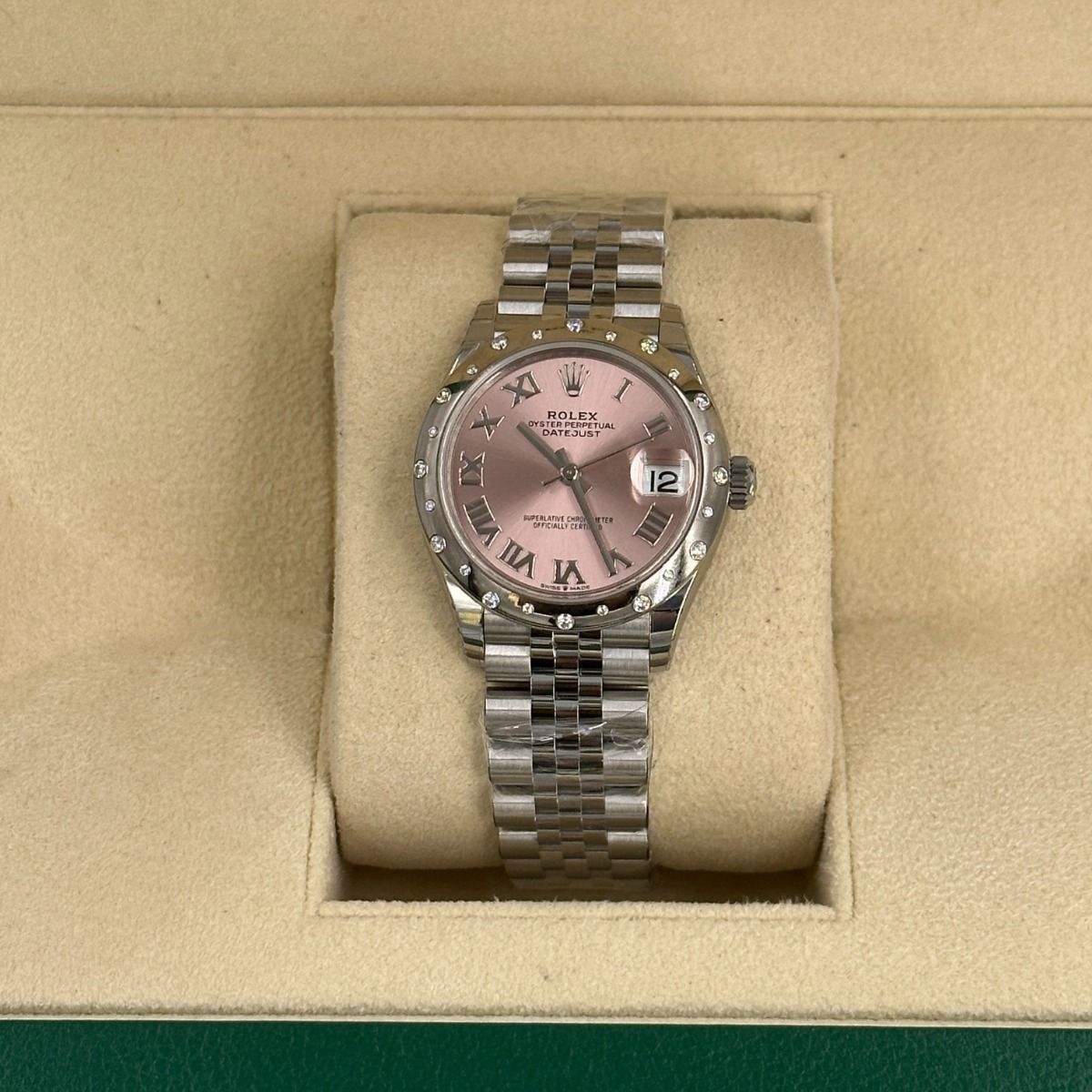 RLX Datejust m278344-0021/0022 Pink Dial 31mm Domed Diamond Oyster Watch - LITELUX