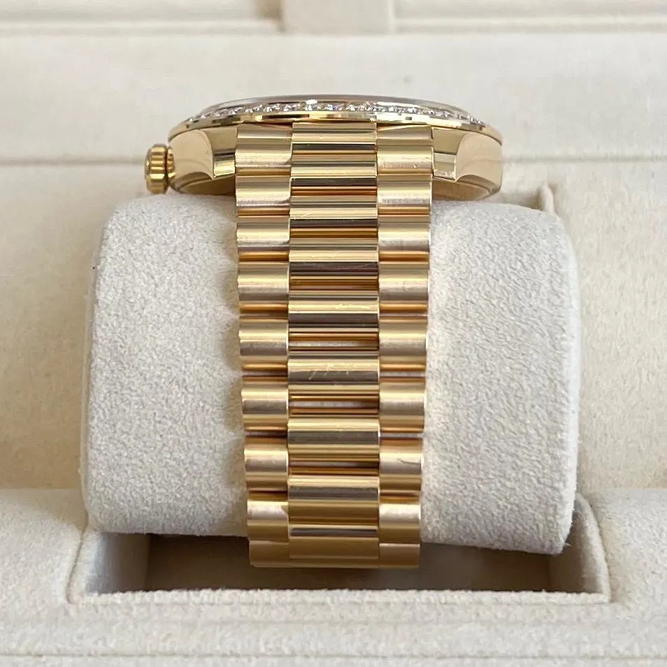 RLX Day-Date 40mm Champagne Diamond Dial and Bezel Yellow Gold President Bracelet 228348RBR-0002 - LITELUX