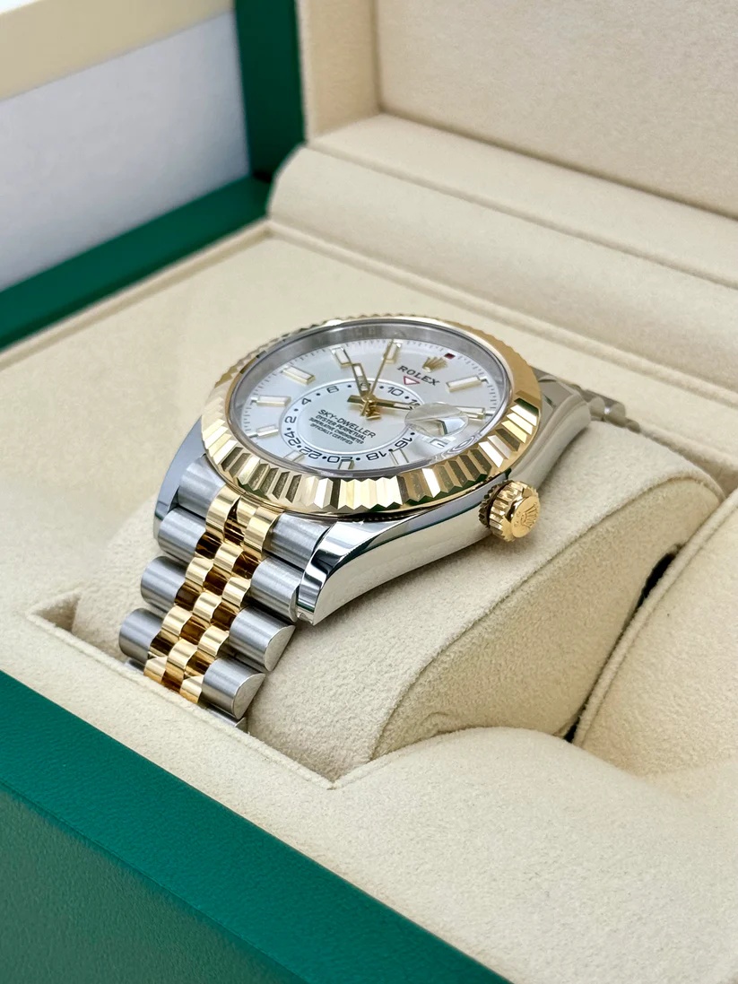 RLX Sky-Dweller 42mm 336933-0006 Two-Tone Yellow Gold White Dial Oyster - LITELUX