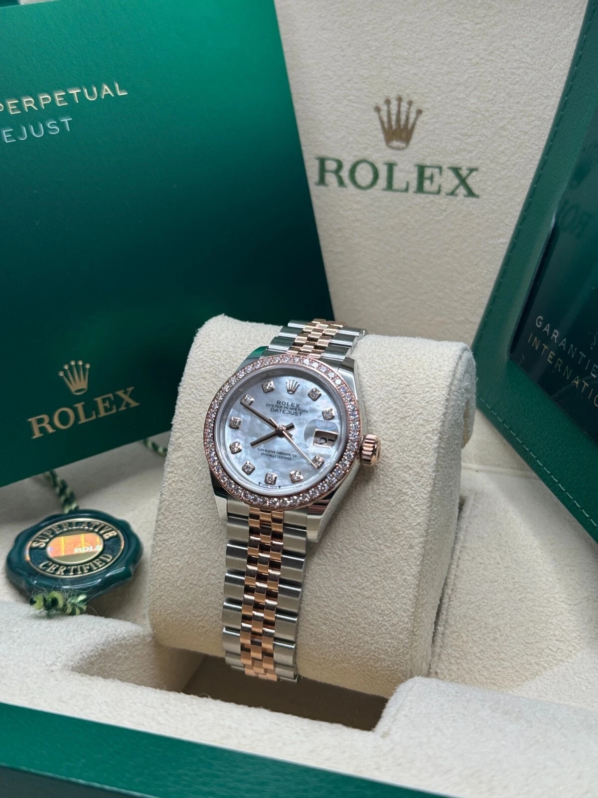 RLX Lady-Datejust 28mm 279381RBR Mother-of-Pearl Diamond Dial Oyster Bracelet - LITELUX